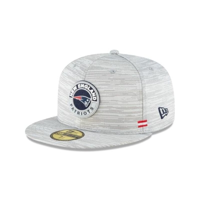 New England Patriots Gorra | New Era Official NFL Fall Sideline 59fifty Fitted Cap Mexico - Grises